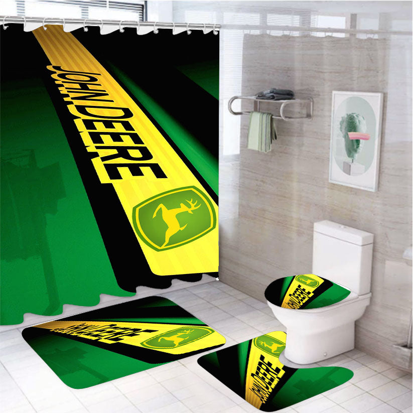 John Deere Green Yellow 4Pcs Bathroom Set Shower Curtain