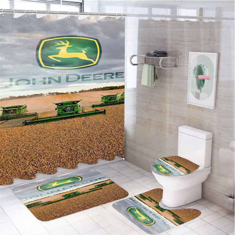 John Deere Logo 36 4Pcs Bathroom Set Shower Curtain