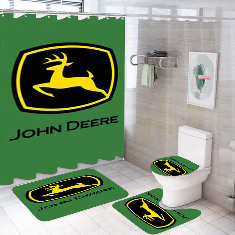 John Deere Minimalist Logo 4Pcs Bathroom Set Shower Curtain