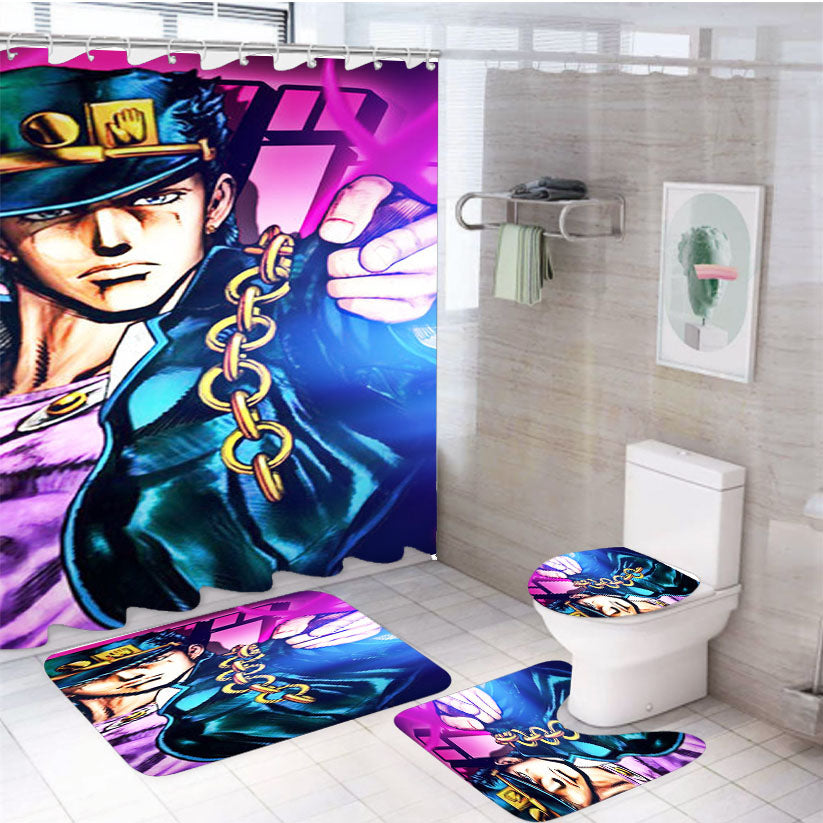 Jojo Bizarre Adventure Glowing 4Pcs Bathroom Set Shower Curtain