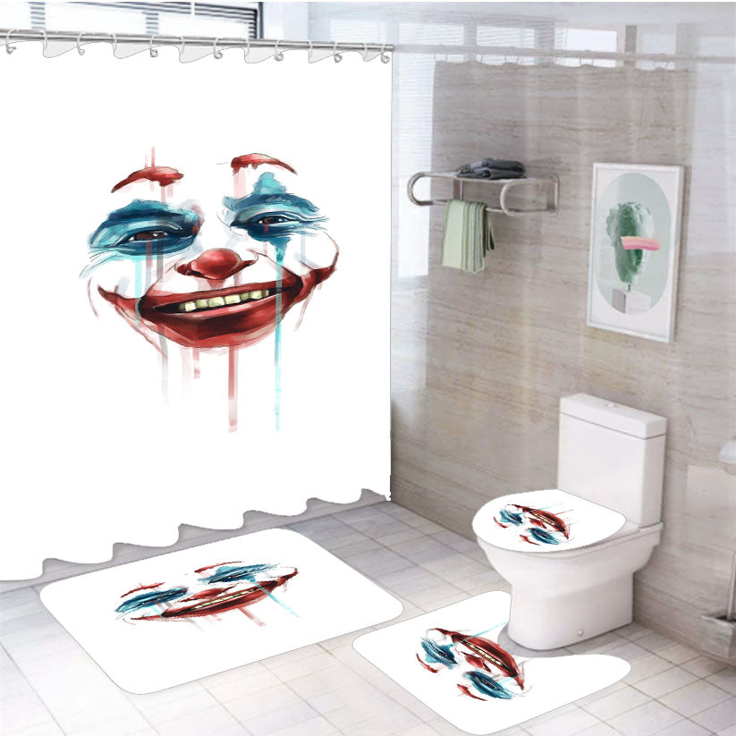 Joker 2019 Poster Simple Smile White 4Pcs Bathroom Set Shower Curtain