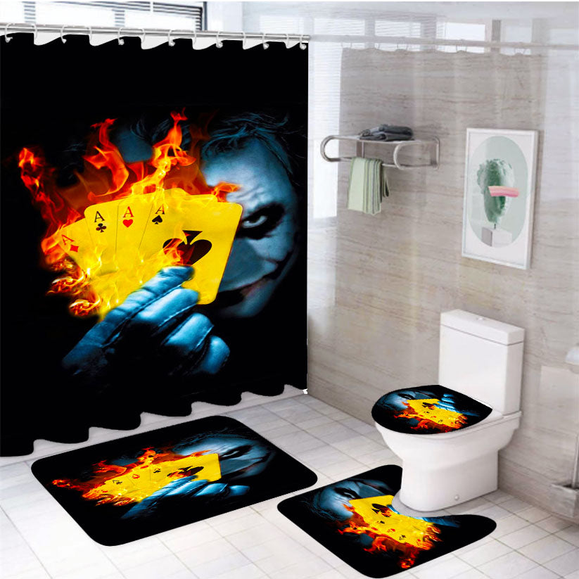 Joker Burn 4Pcs Bathroom Set Shower Curtain
