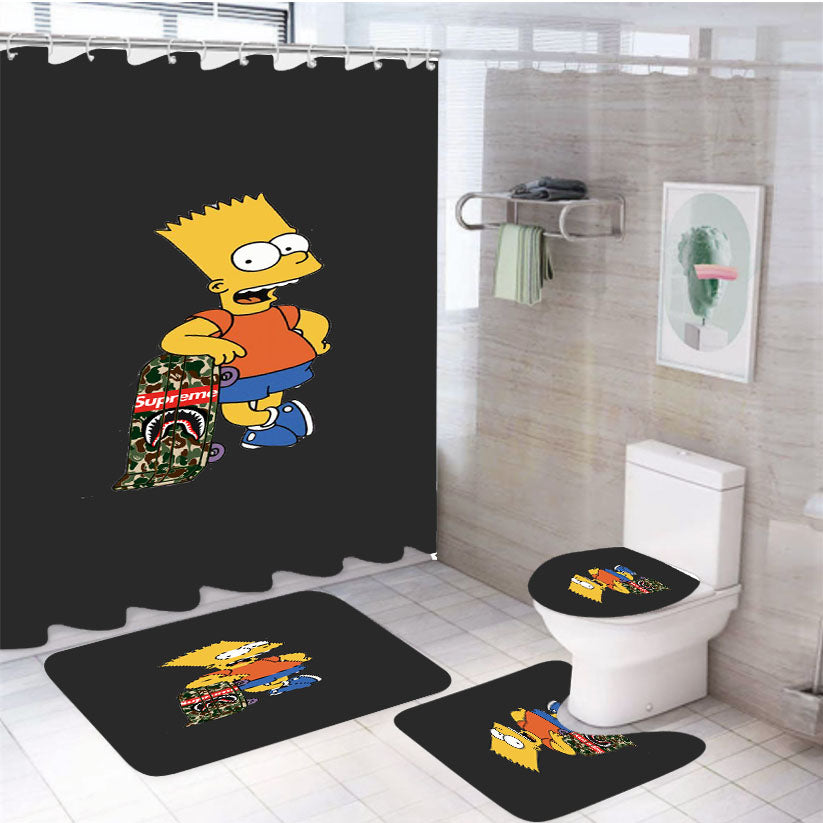 Joy Rich Bart Simpson 4Pcs Bathroom Set Shower Curtain