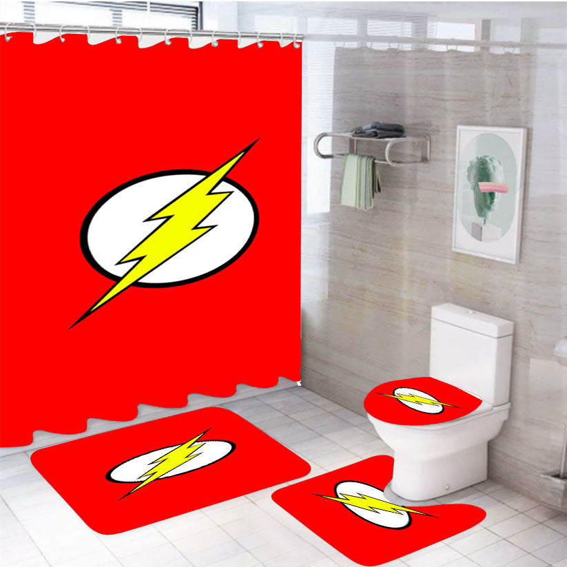 Justice League The Flash 4Pcs Bathroom Set Shower Curtain