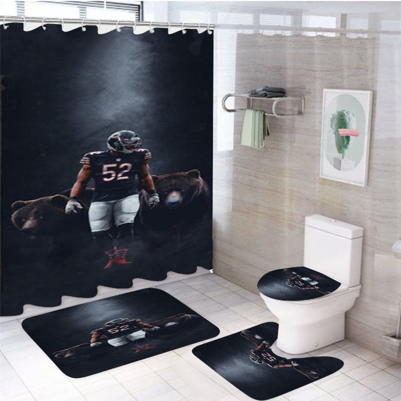 Khalil Mack Chicago Bears 4Pcs Bathroom Set Shower Curtain