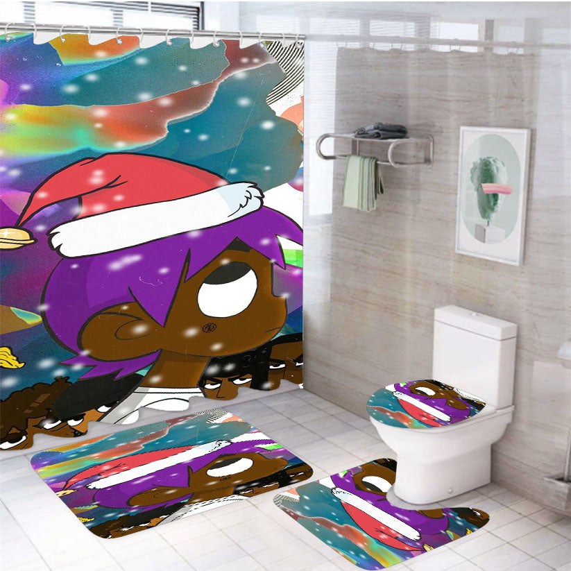 Lil Uzi Christmas Santa 4Pcs Bathroom Set Shower Curtain