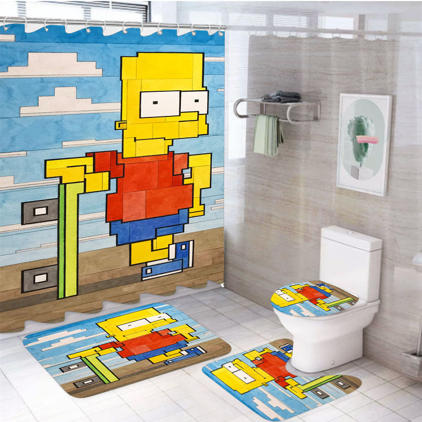 Lister Bart Simpson 4Pcs Bathroom Set Shower Curtain