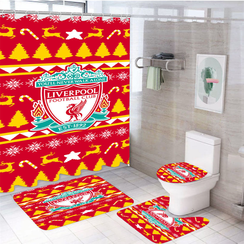 Liverpool Fc Christmas Sweater 4Pcs Bathroom Set Shower Curtain