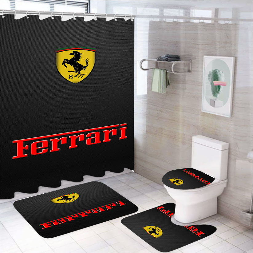Logo Ferrari 318 4Pcs Bathroom Set Shower Curtain
