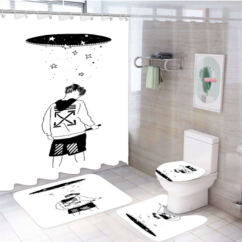 Marcus Martinus Off White 4Pcs Bathroom Set Shower Curtain