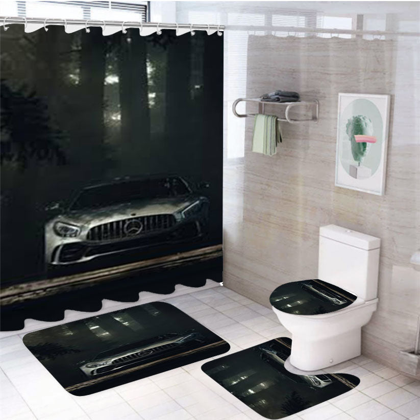 Mercedes-Benz Amg Gt 4Pcs Bathroom Set Shower Curtain