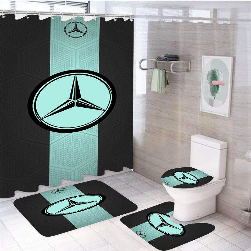 Mercedes Benz 4Pcs Bathroom Set Shower Curtain