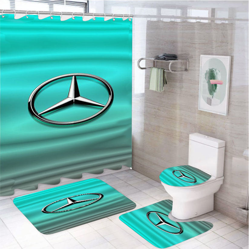 Mercedes Benz 2 4Pcs Bathroom Set Shower Curtain