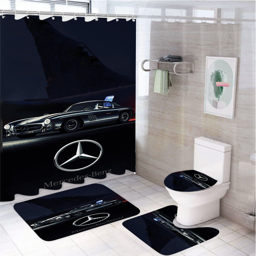 Mercedes Benz 300Sl Car 4Pcs Bathroom Set Shower Curtain