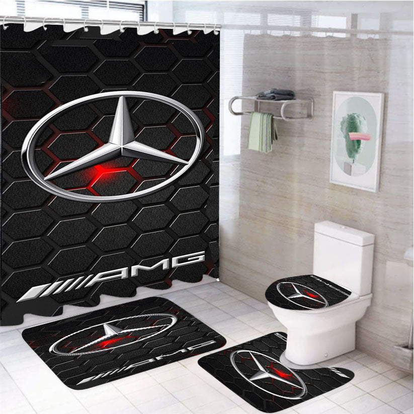 Mercedes Benz Amg 1 4Pcs Bathroom Set Shower Curtain