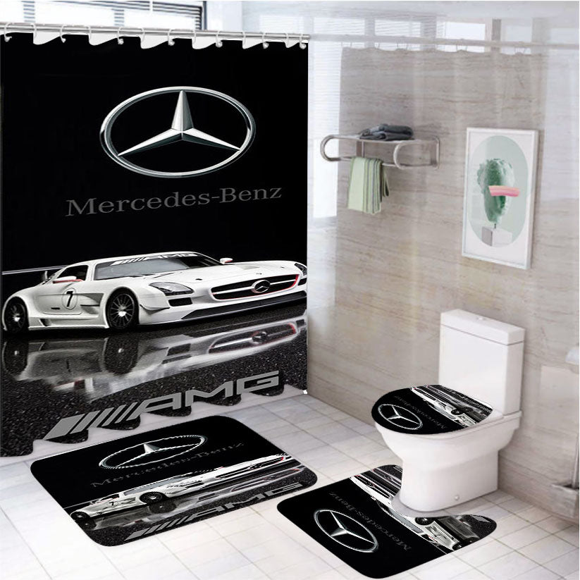Mercedes Benz Amg Car 4Pcs Bathroom Set Shower Curtain