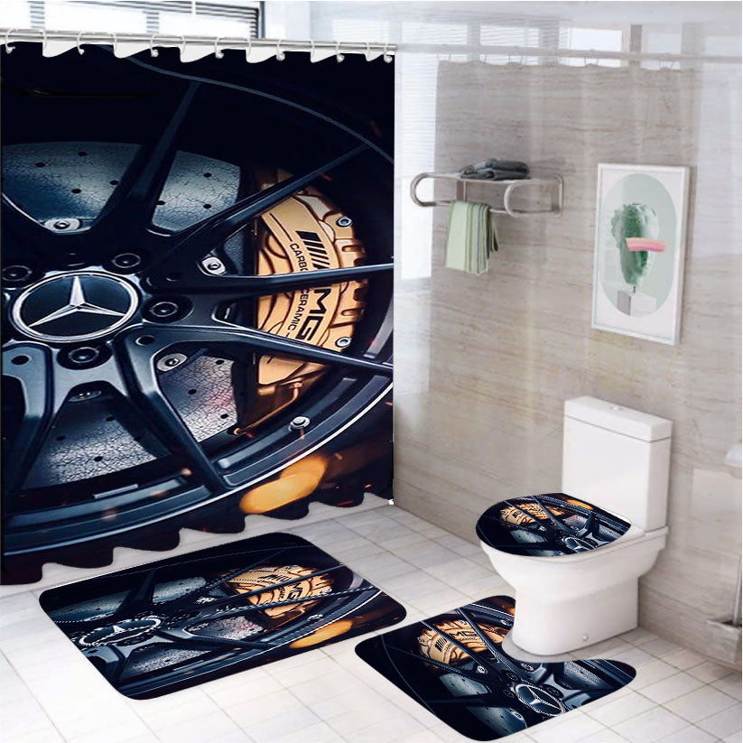 Mercedes Benz Amg Rim Logo 4Pcs Bathroom Set Shower Curtain