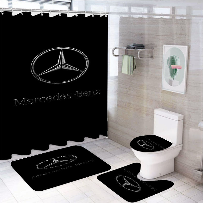 Mercedes Benz Logo 4Pcs Bathroom Set Shower Curtain