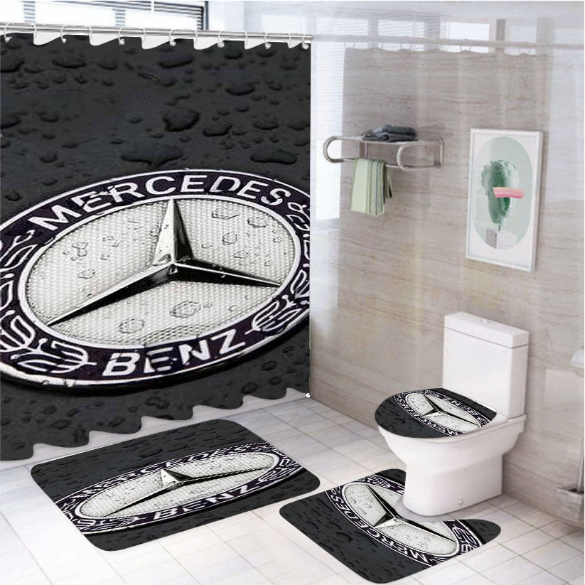 Mercedes Benz Logo 3 4Pcs Bathroom Set Shower Curtain