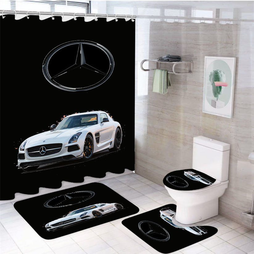 Mercedes Benz Sls Amg 4Pcs Bathroom Set Shower Curtain