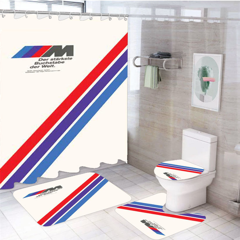 Mercedes Benz Stripes 4Pcs Bathroom Set Shower Curtain