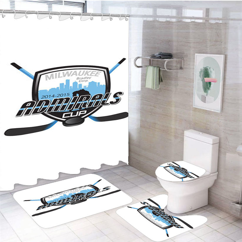 Milwaukee Admirals Hockey Logo 4Pcs Bathroom Set Shower Curtain