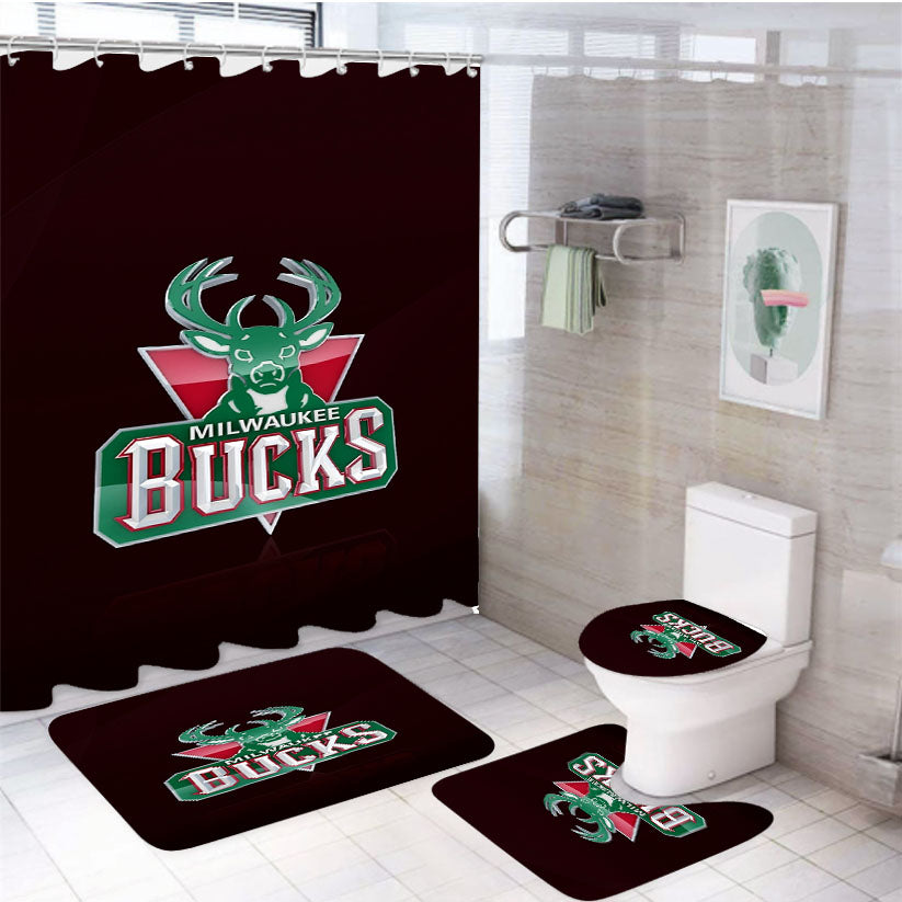 Milwaukee Bucks Logo 4Pcs Bathroom Set Shower Curtain