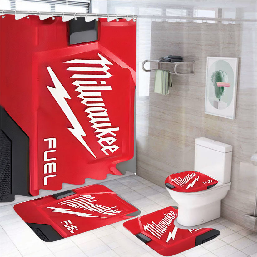 Milwaukee Logo Fuel Icon 4Pcs Bathroom Set Shower Curtain
