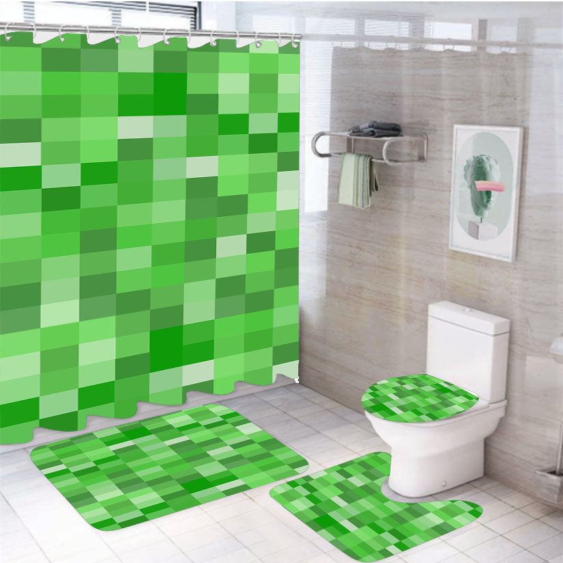 Minecraft Pattern 4Pcs Bathroom Set Shower Curtain
