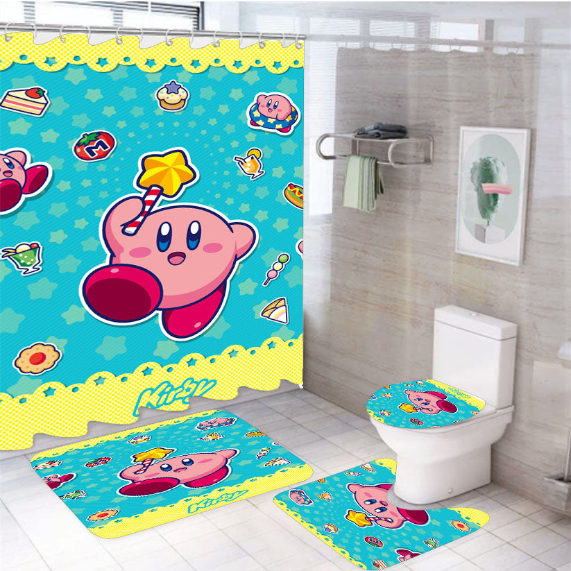 Most Popular Kirby Hoshi No Kaabii 4Pcs Bathroom Set Shower Curtain
