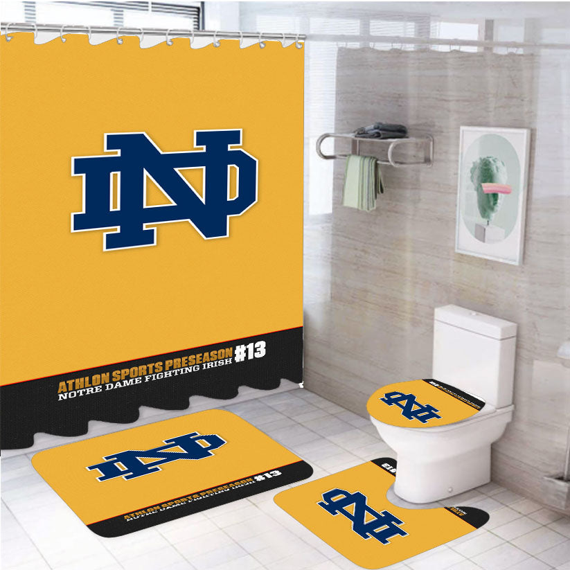 Notre Dame Fighting Irish Athlon Sports Yellow 4Pcs Bathroom Set Shower Curtain