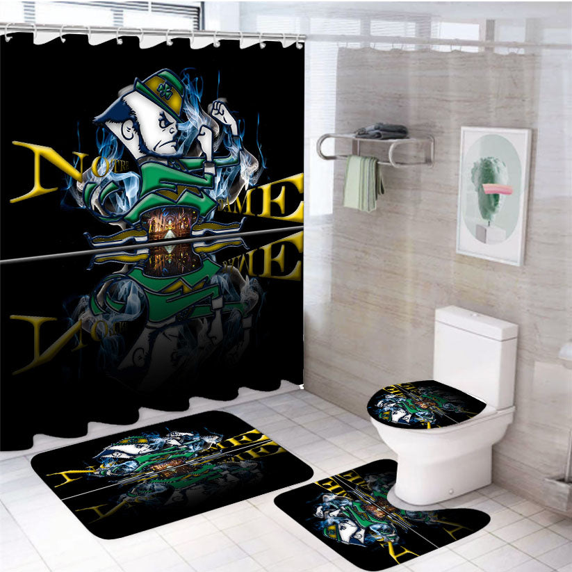 Notre Dame Fighting Irish Black 4Pcs Bathroom Set Shower Curtain