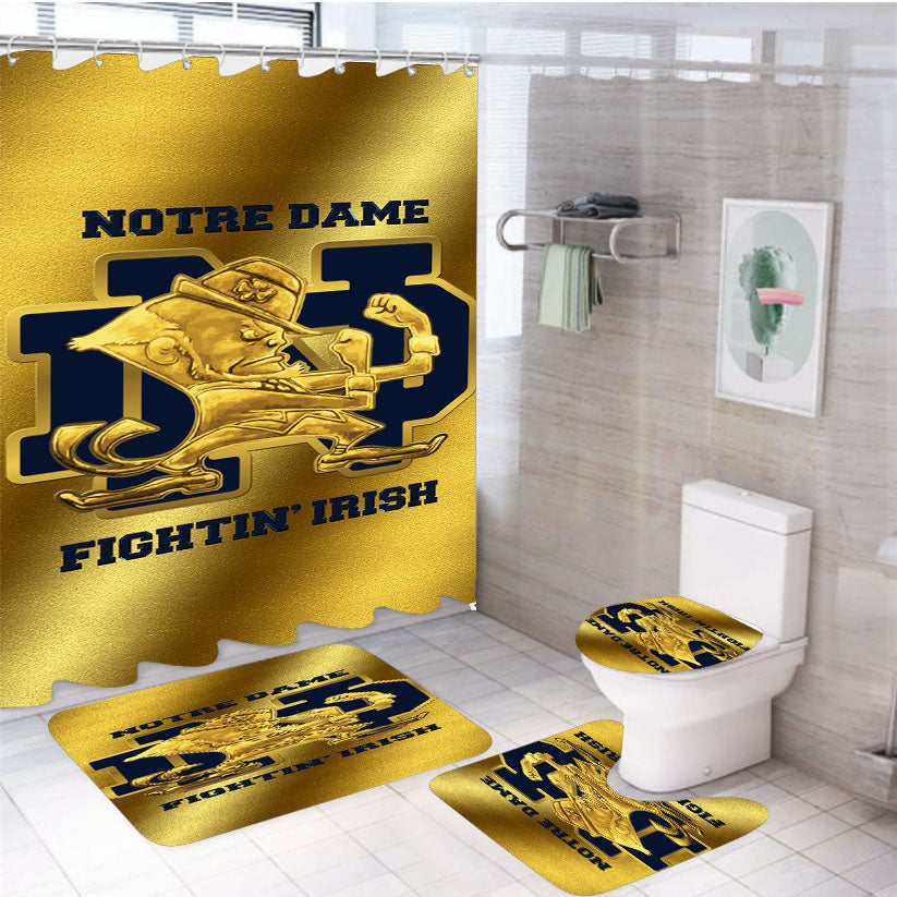 Notre Dame Fighting Irish Gold 4Pcs Bathroom Set Shower Curtain