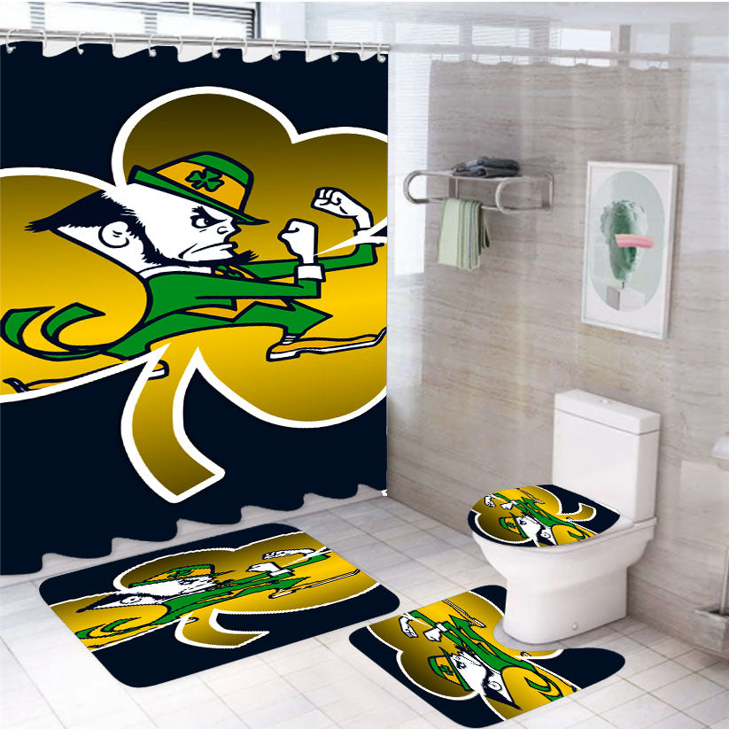 Notre Dame Fighting Irish Gold And Blue Icon Wallpapers 4Pcs Bathroom Set Shower Curtain