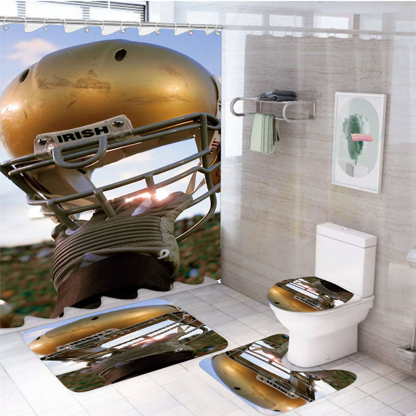 Notre Dame Fighting Irish Golden Helmet Wallpapers 4Pcs Bathroom Set Shower Curtain