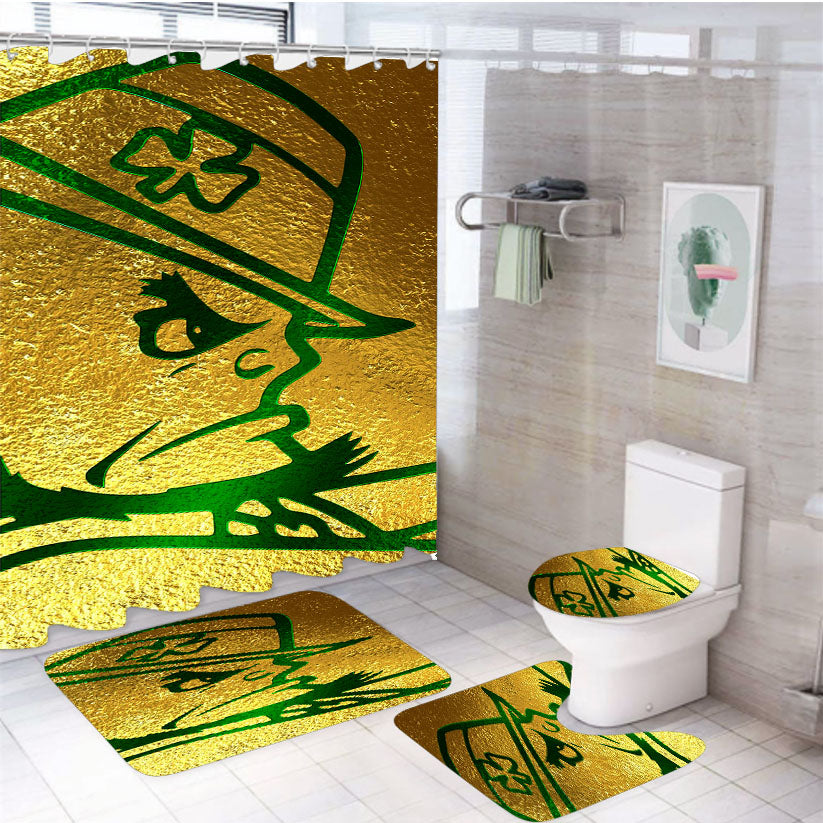 Notre Dame Fighting Irish Green Golden 4Pcs Bathroom Set Shower Curtain