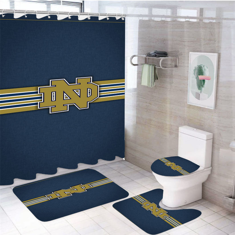 Notre Dame Fighting Irish Vintage Stripe 4Pcs Bathroom Set Shower Curtain