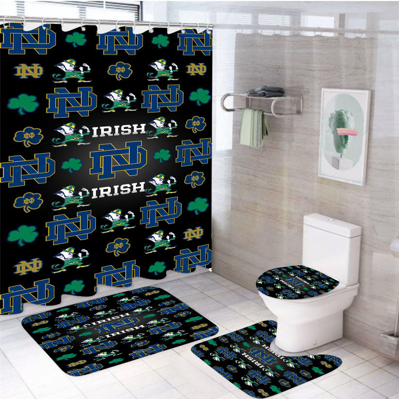 Notre Dame Irish Logo Pattern 4Pcs Bathroom Set Shower Curtain
