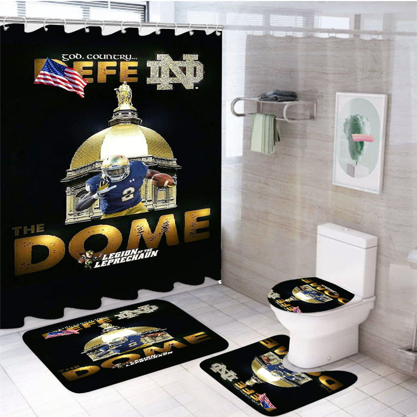 Notre Dame Nd God Country 4Pcs Bathroom Set Shower Curtain