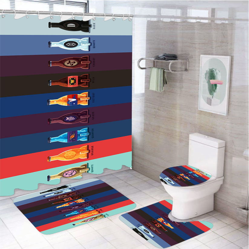 Nuka Cola Rocket Bottle Fallout Style Collections 4Pcs Bathroom Set Shower Curtain