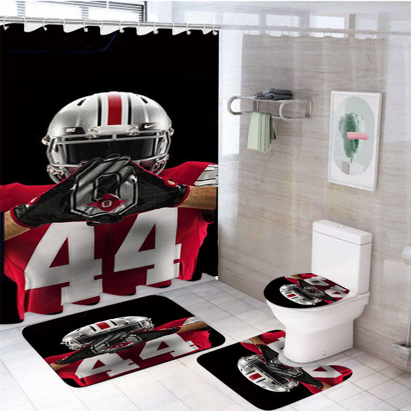Ohio State Buckeyes Football 4Pcs Bathroom Set Shower Curtain