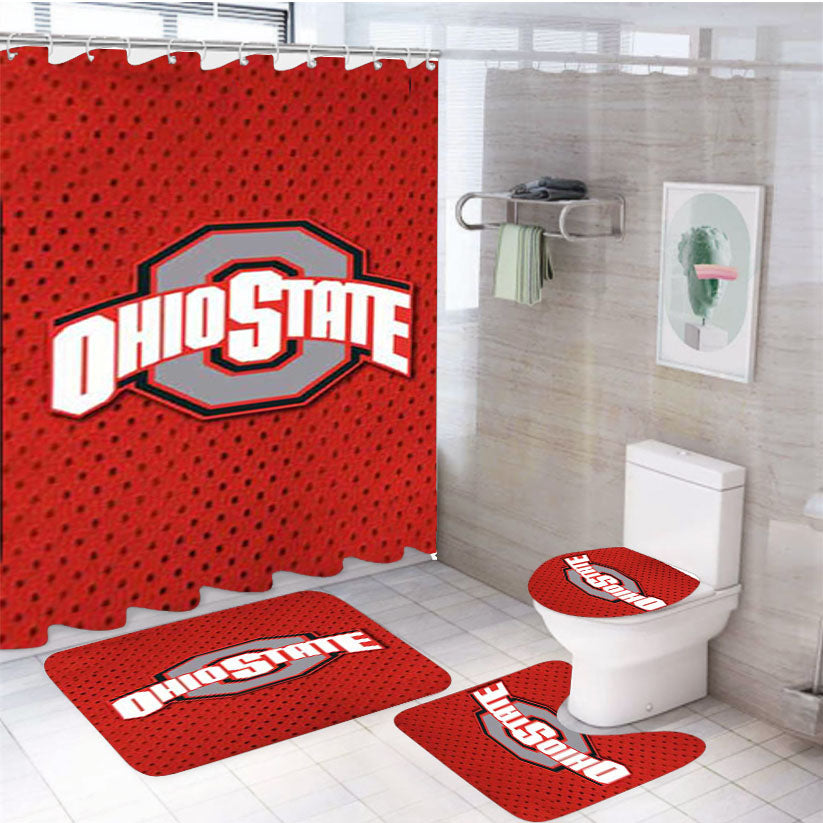 Ohio State Logo Jersey 4Pcs Bathroom Set Shower Curtain