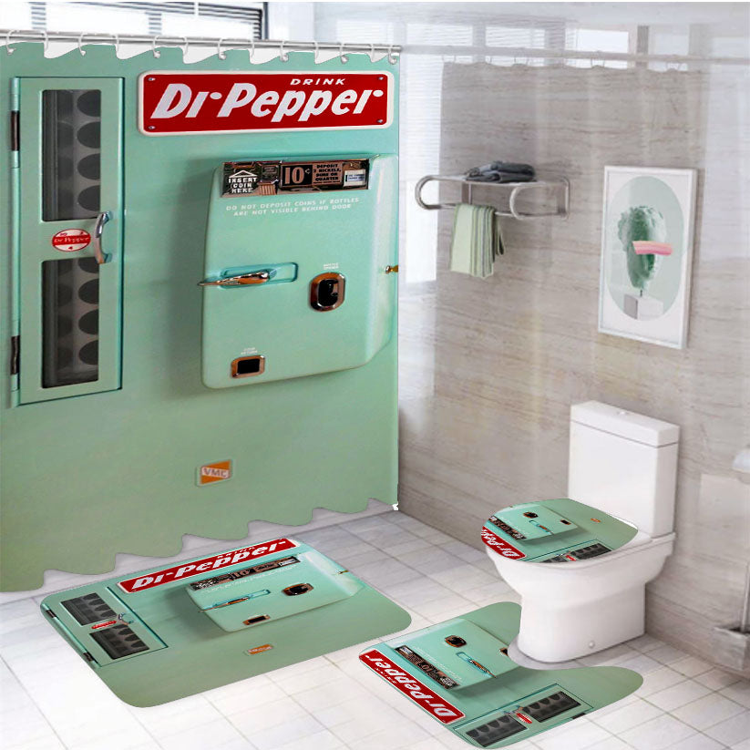 Old Classic Dr Pepper Vending Machine Retro 4Pcs Bathroom Set Shower Curtain