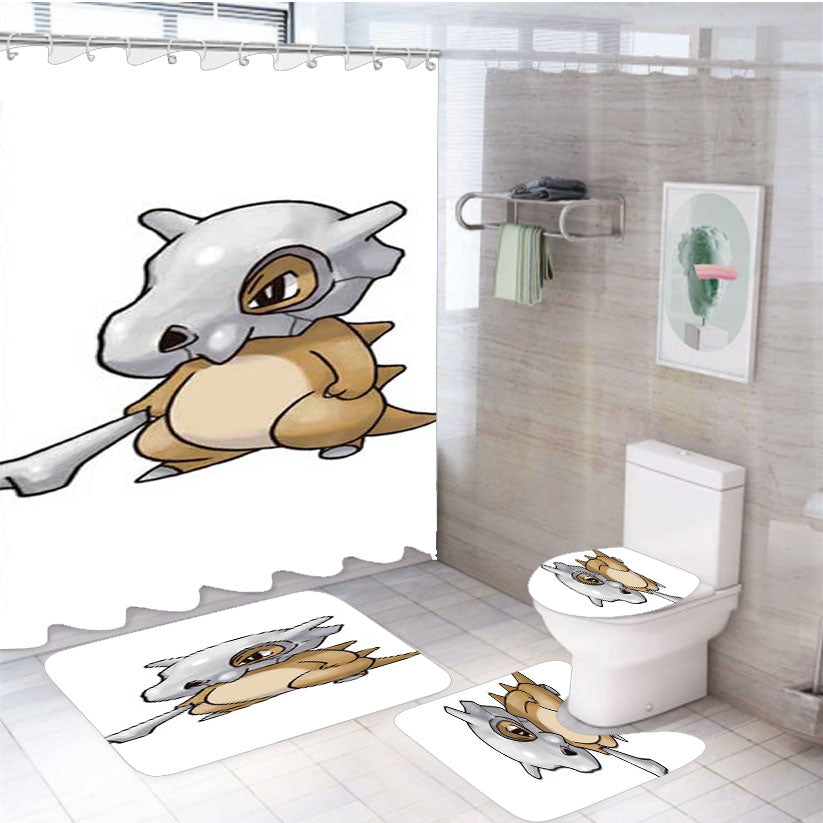 Pokemon Cubone 4Pcs Bathroom Set Shower Curtain