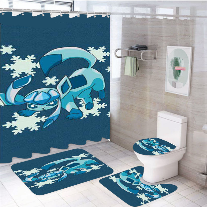 Pokemon Glaceon 4Pcs Bathroom Set Shower Curtain