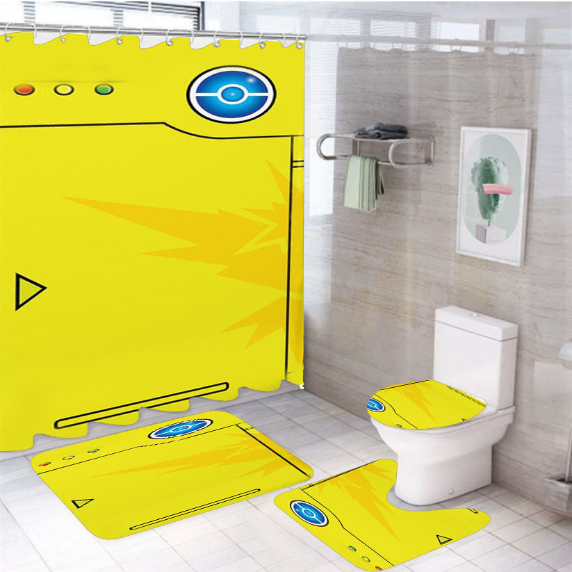 Pokemon Go Instinct Team Pokedex 4Pcs Bathroom Set Shower Curtain