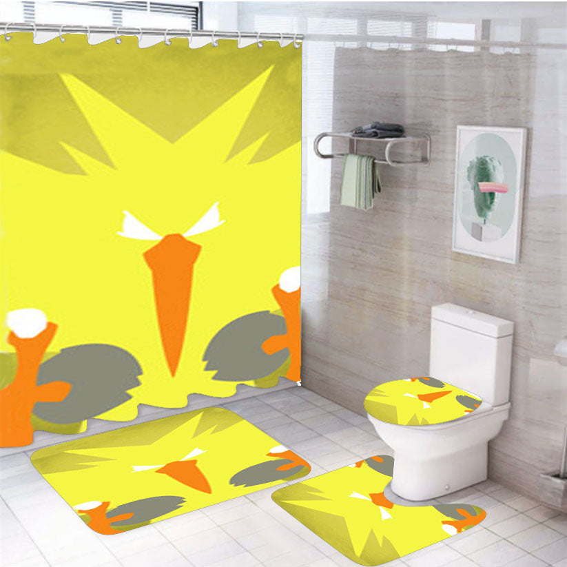 Pokemon Go Zapdos 4Pcs Bathroom Set Shower Curtain