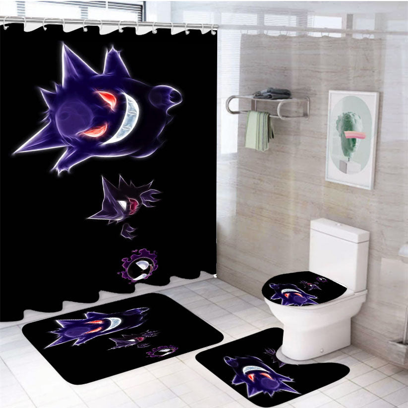 Pokemon Haunter Evolution 4Pcs Bathroom Set Shower Curtain
