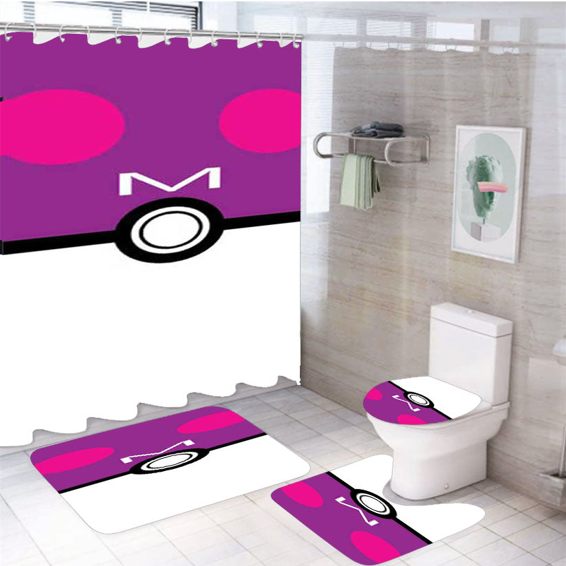 Pokemon Masterball Minimal 4Pcs Bathroom Set Shower Curtain