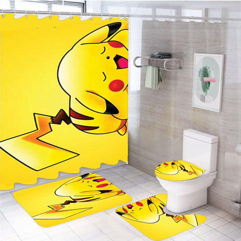 Pokemon Pikachu Sleep 4Pcs Bathroom Set Shower Curtain